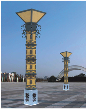 雙龍抱柱方柱景觀燈